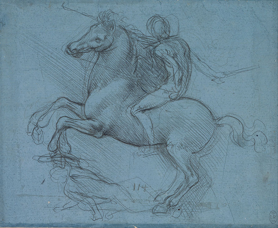 达芬奇素描高清大图 骑士素描稿欣赏