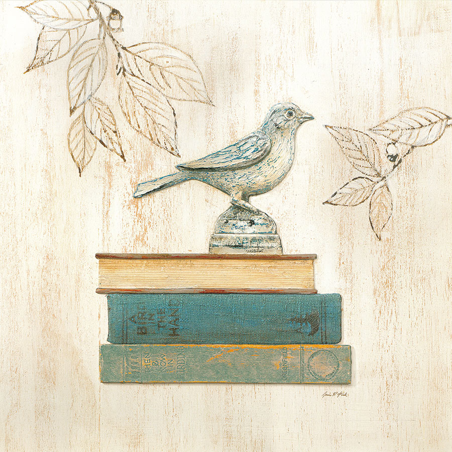 欧式装饰画: 小鸟与书籍 高清素材下载