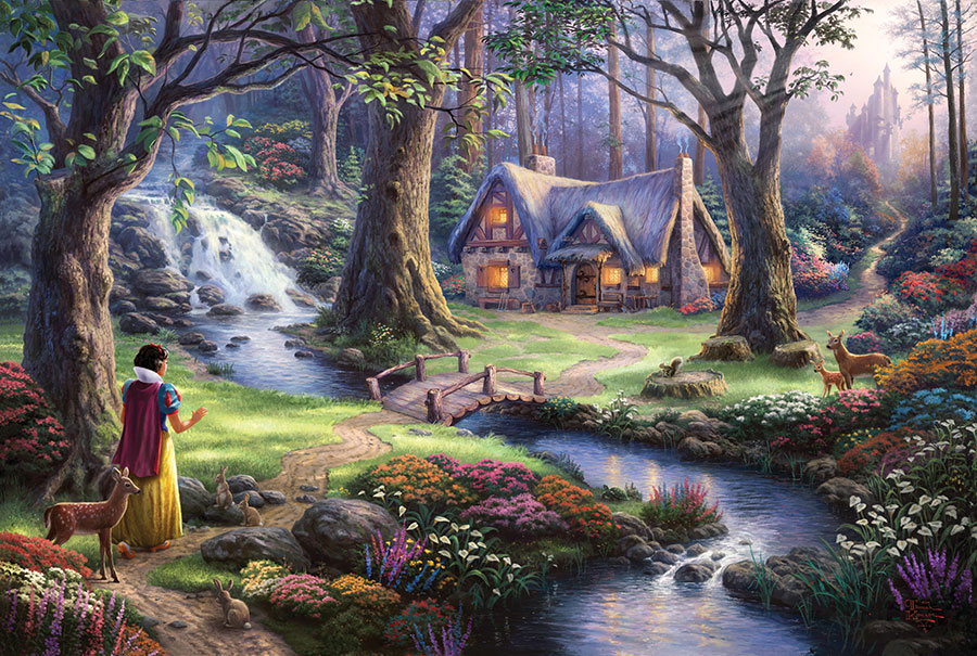 托马斯田园油画  公主与森林小屋