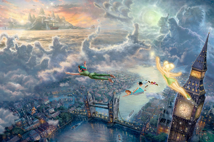 托马斯金凯德油画   在伦敦桥和大本钟上面飞翔  高清