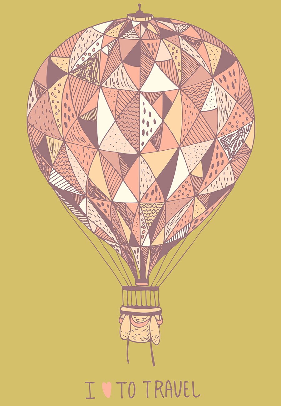 现代插画高清素材: 我要去旅行之热气球