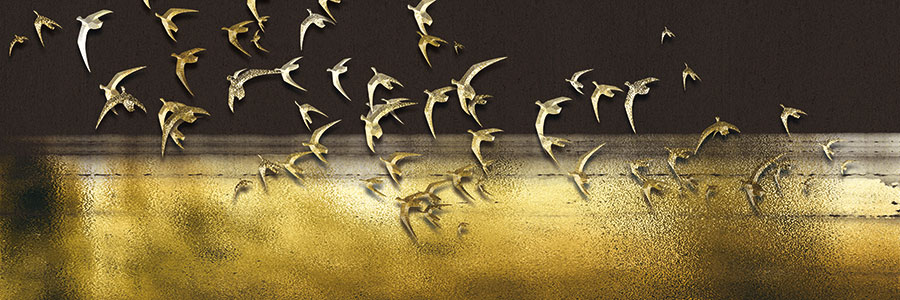 金色的飞鸟晶瓷画素材: 飞鸟装饰画欣赏