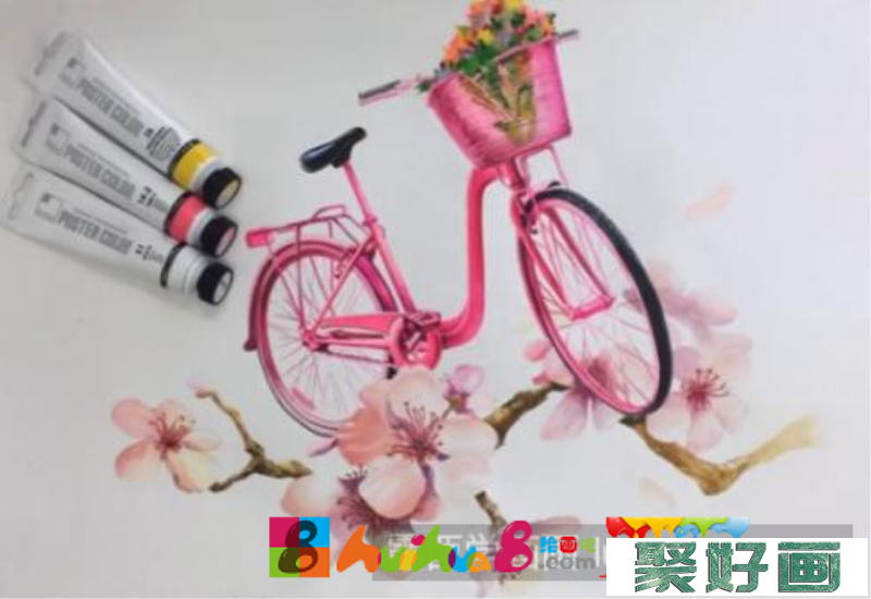 水彩画自行车