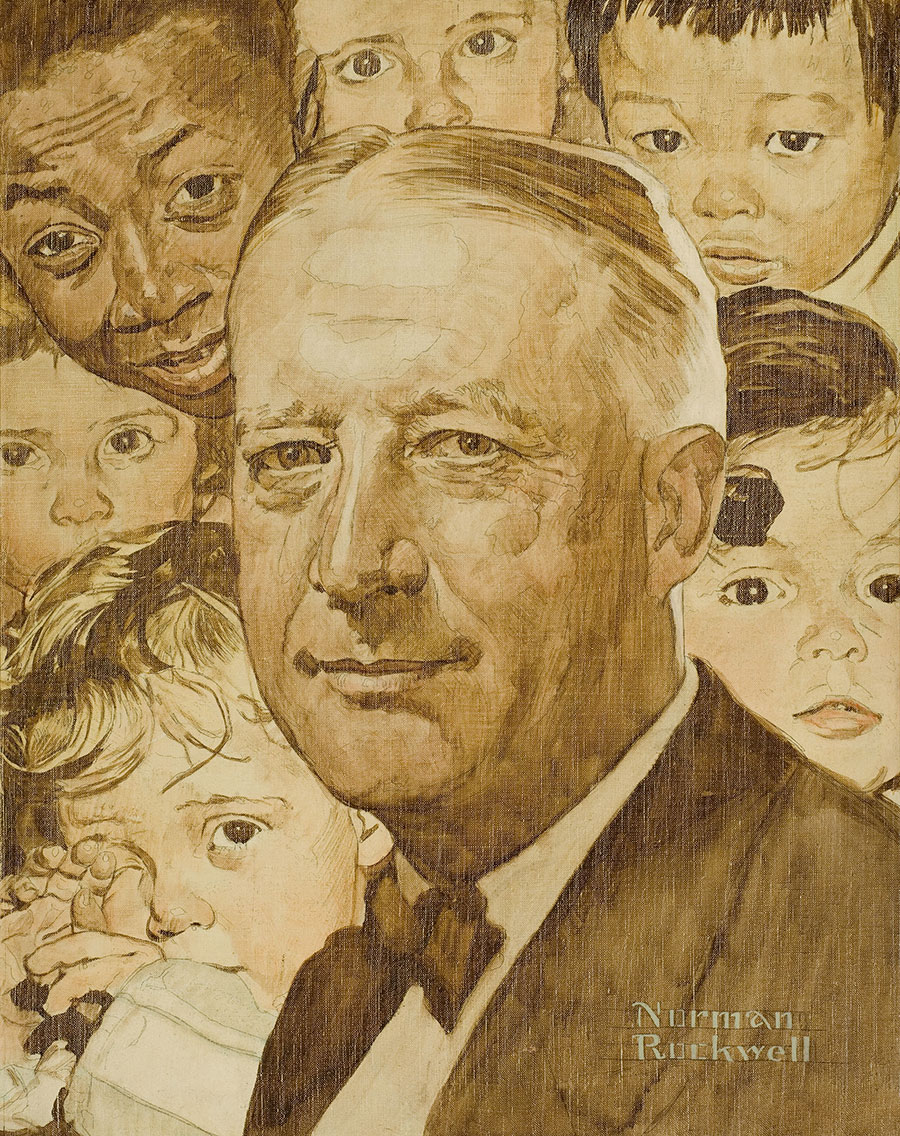 诺曼洛克威尔作品: 男人与孩子们的脸