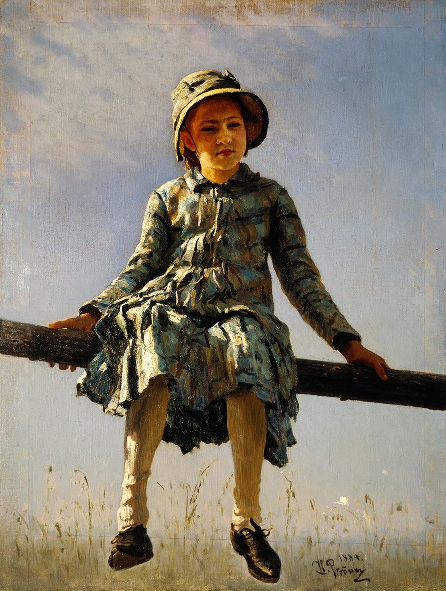 列宾作品: 蜻蜓（列宾女儿的画像） - Dragonfly. Painter's daughter portrait