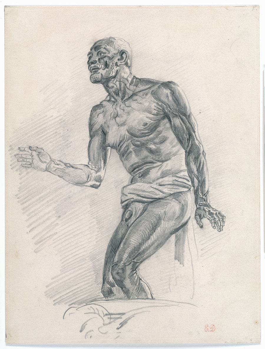 德拉克罗瓦素描作品: 老人体素描练习