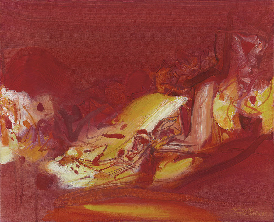 朱德群油画作品: 红色意境之二  高清图片素材下载