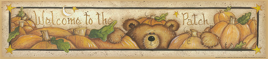 欧式四联横幅装饰画素材: 小熊和南瓜 A