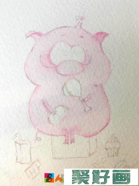 猪猪女孩水彩画