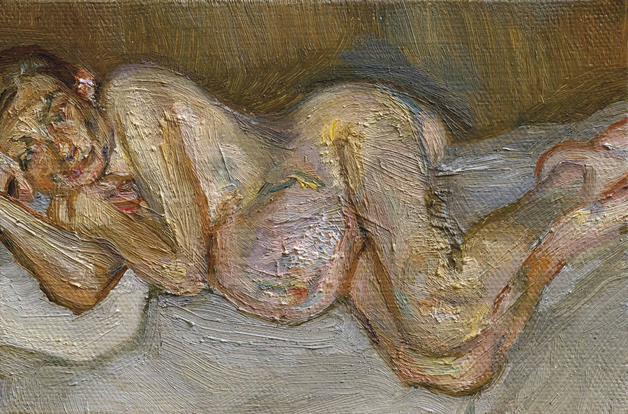 英国画家弗洛伊德作品 躺着的裸女