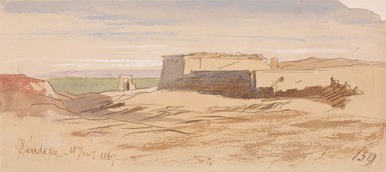 爱德华·李尔风景水彩速写系列: Dendera　神庙水彩画