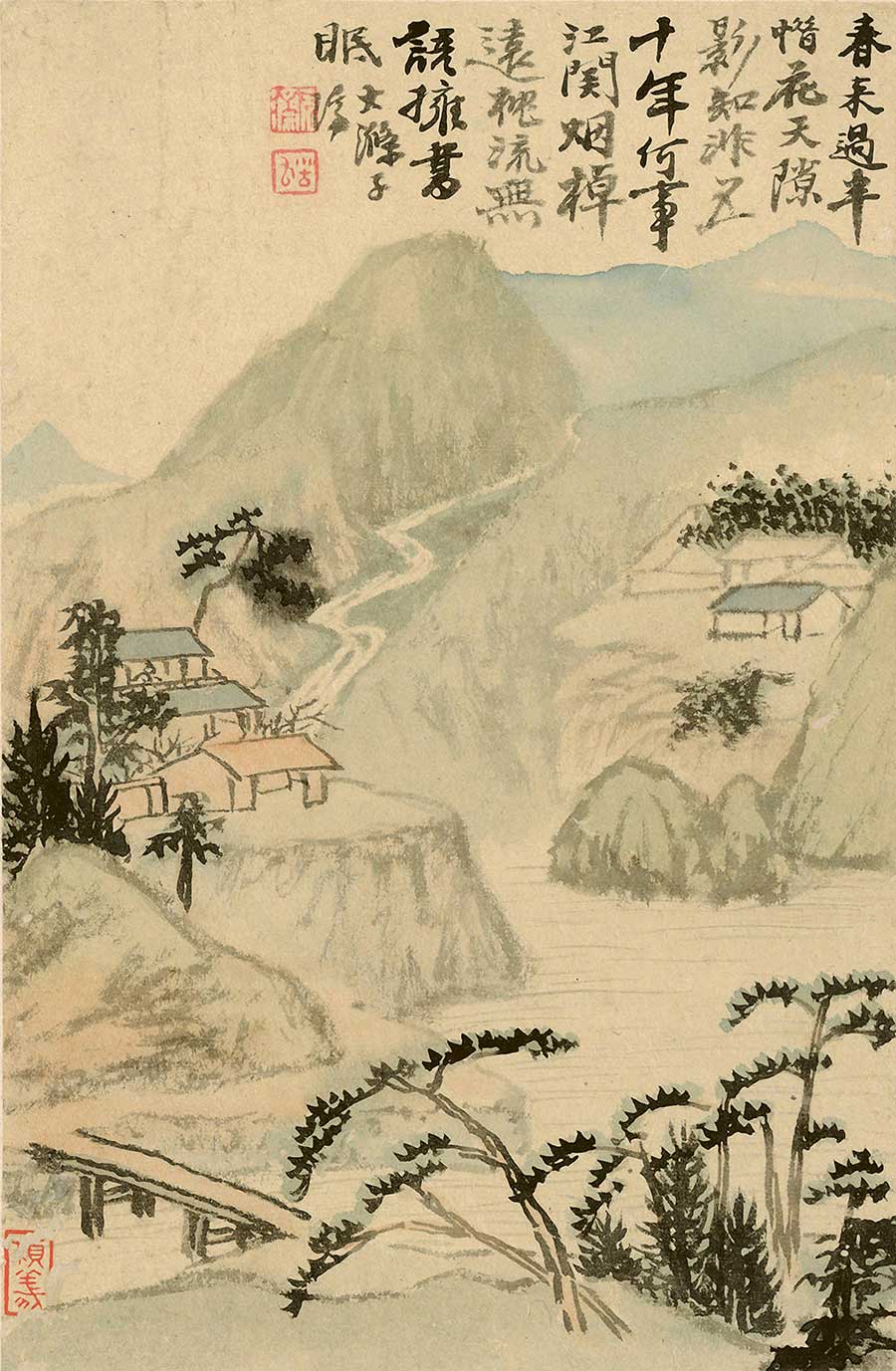 清 石涛 山水冊(九)  石涛山水画高清大图