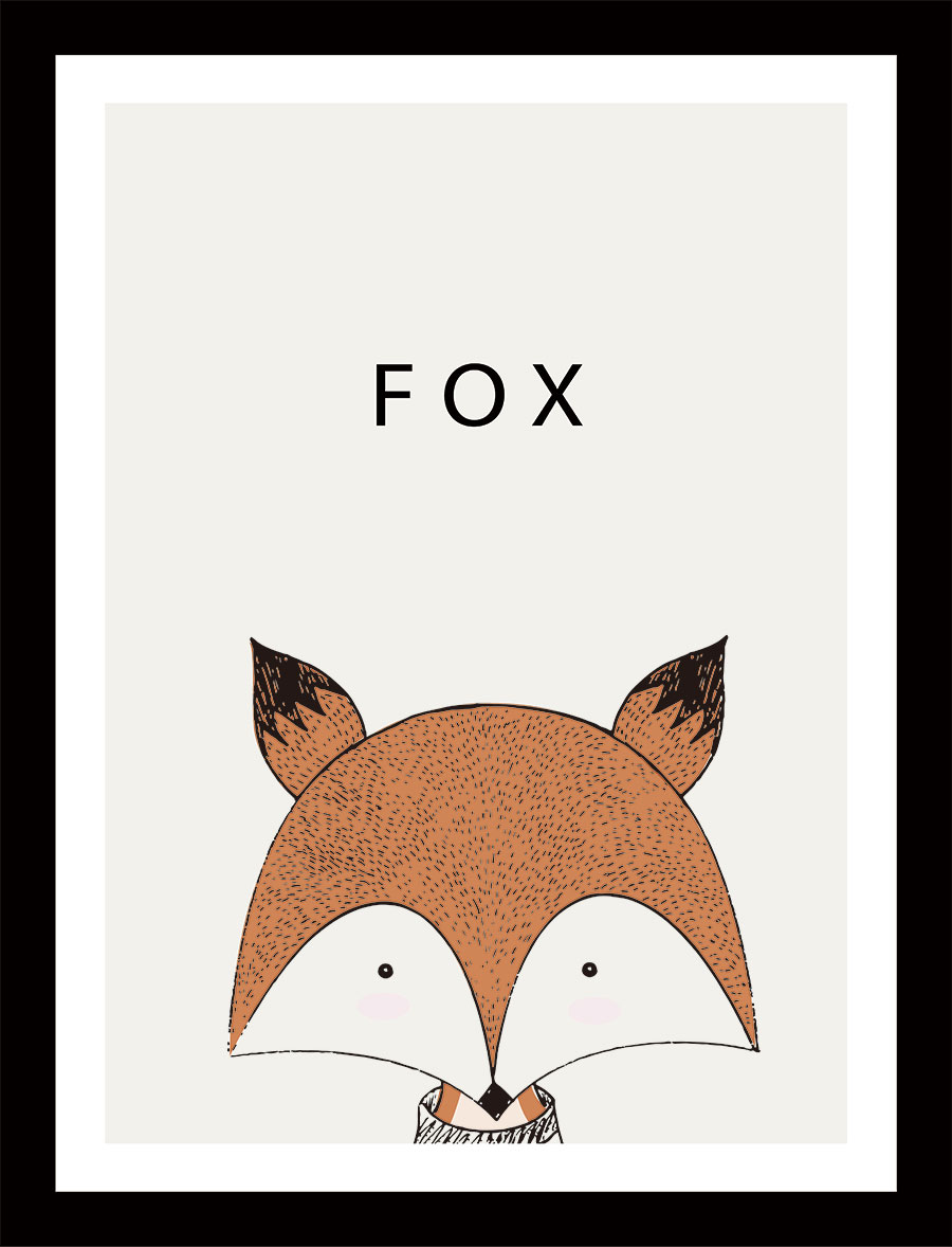 北欧动物装饰画之动物彩铅画系列:狐狸彩铅画