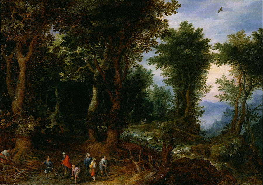 勃鲁盖尔作品: 亚伯拉罕和以撒在森林中