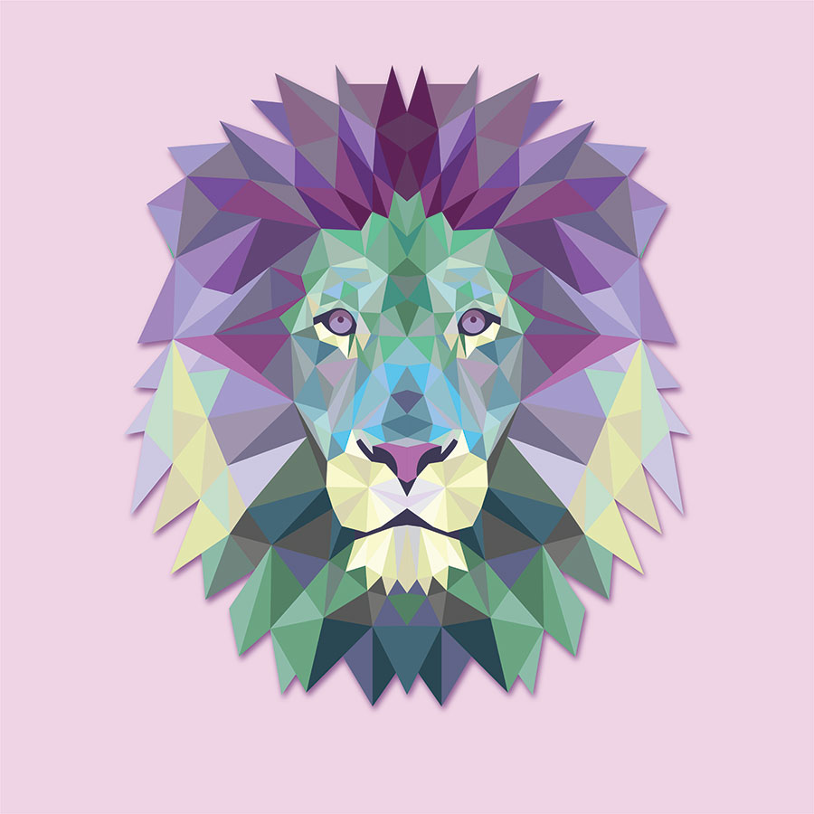 电脑设计的几何色块画: 狮子色块画