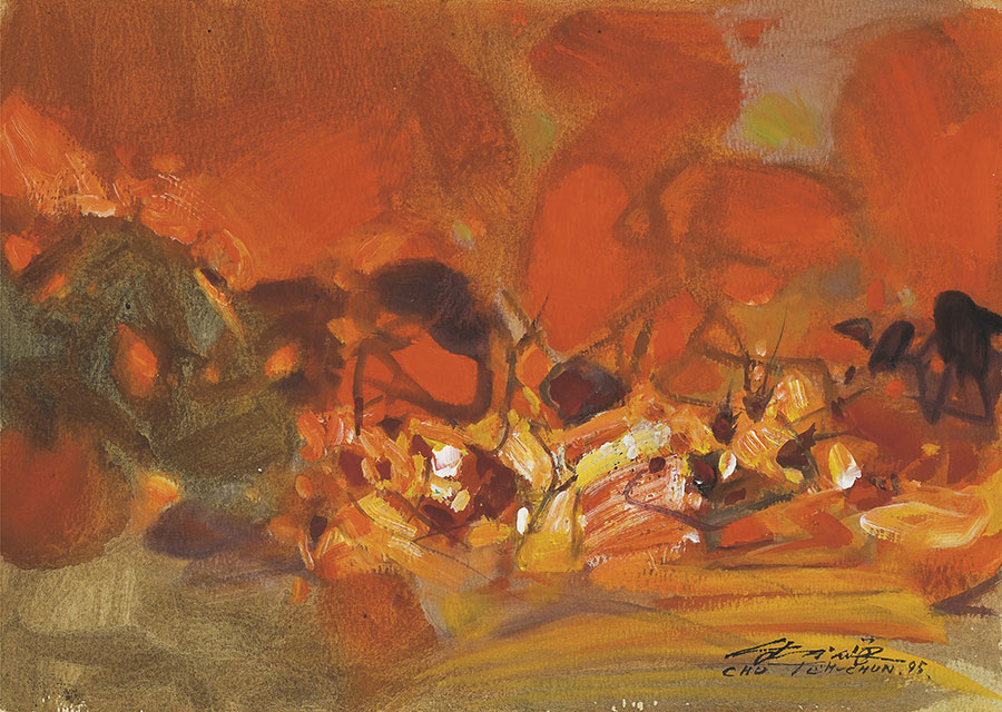 朱德群油画作品:  LE 3， JUILLET 1995