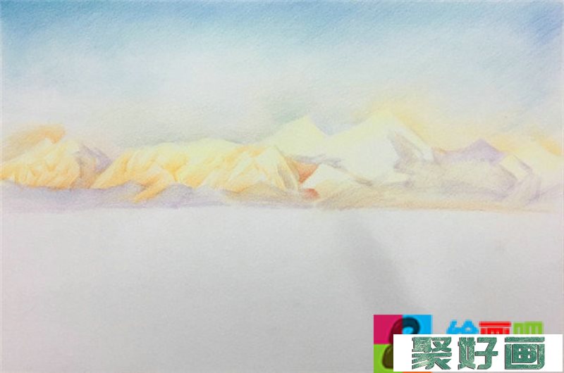 彩铅画风景：彩铅画云海风景步骤教学