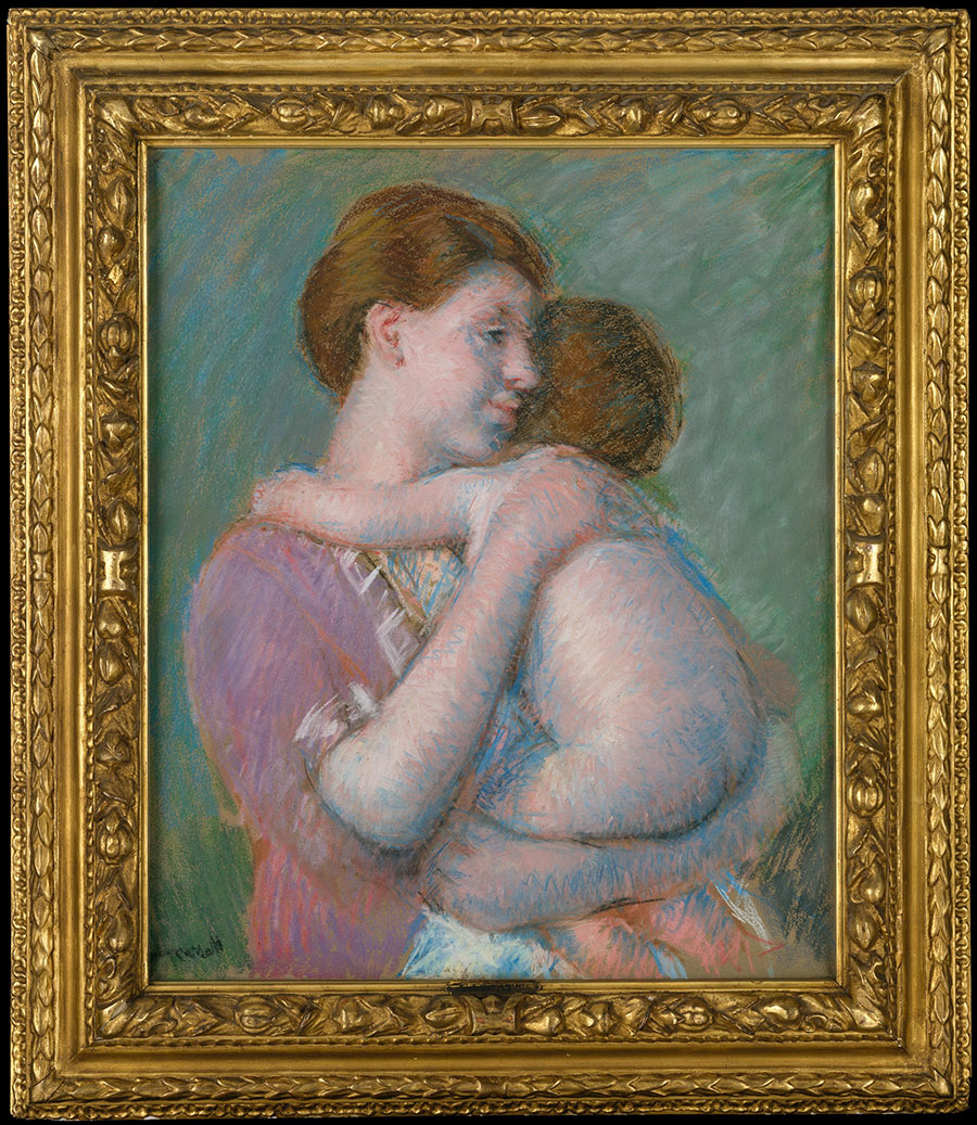 卡萨特作品: 趴在母亲肩上的婴儿
