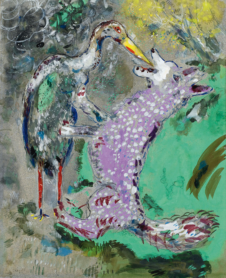 夏加尔油画作品:   狼和鹳  高清大图下载