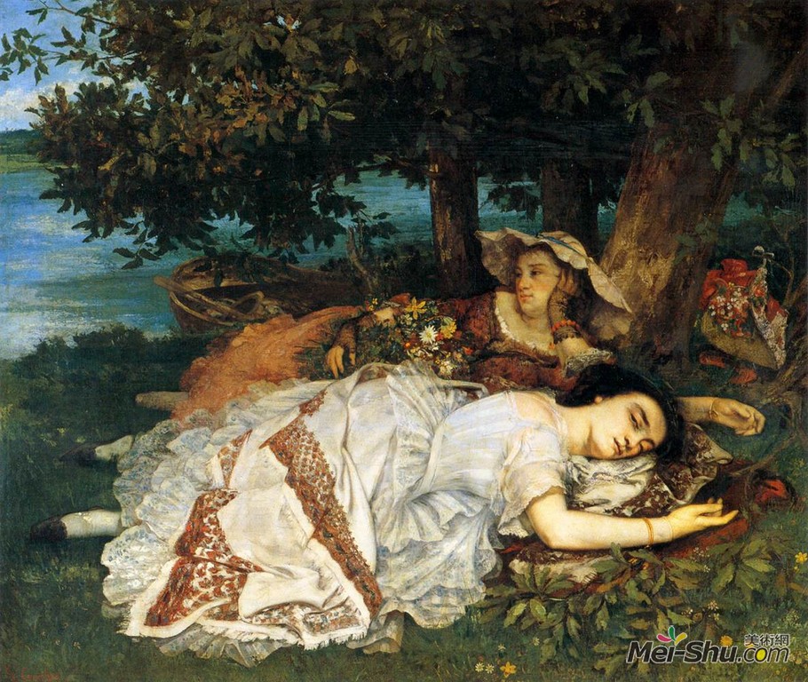 居斯塔夫·库尔贝Gustave Courbet作品 塞纳河边的年轻女士