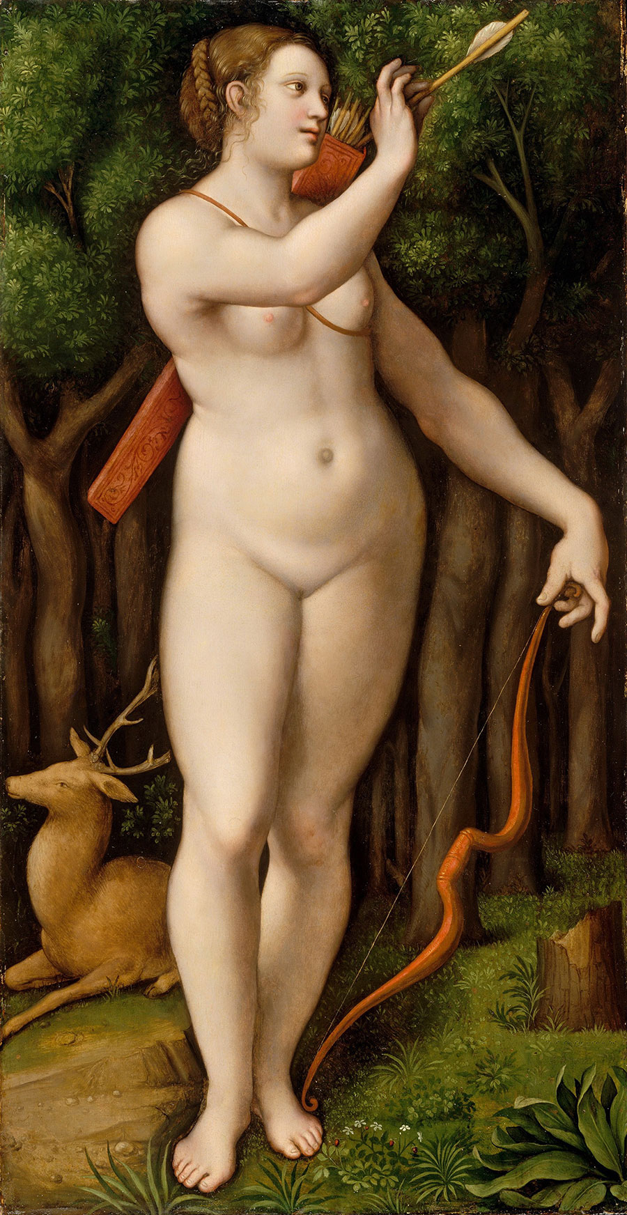 达芬奇作品  女神 戴安娜女 猎人 高清油画大图下载