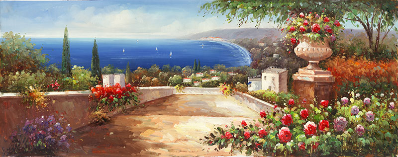 现代高清地中海风景油画大图素材下载: 三联地中海油画 A
