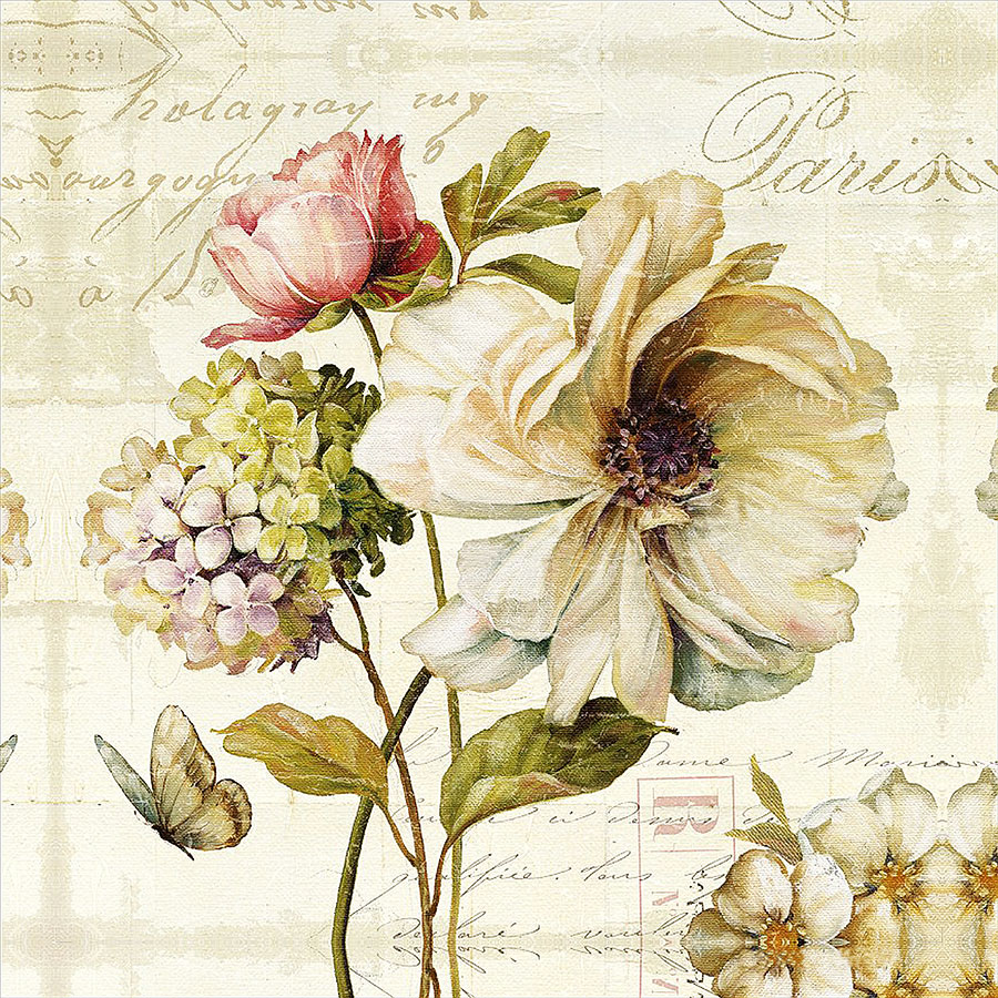 牡丹花和绣球花装饰画高清素材下载