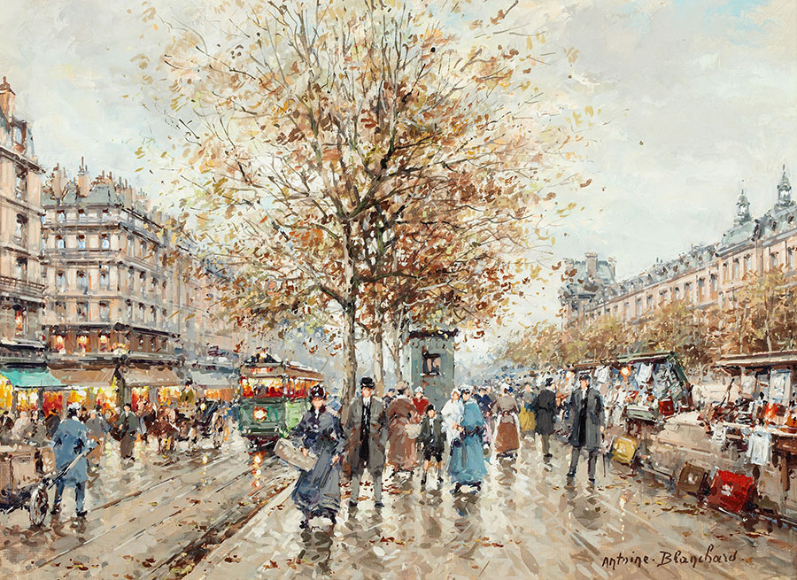 安托万·布兰查德作品: 行人匆匆的巴黎街头