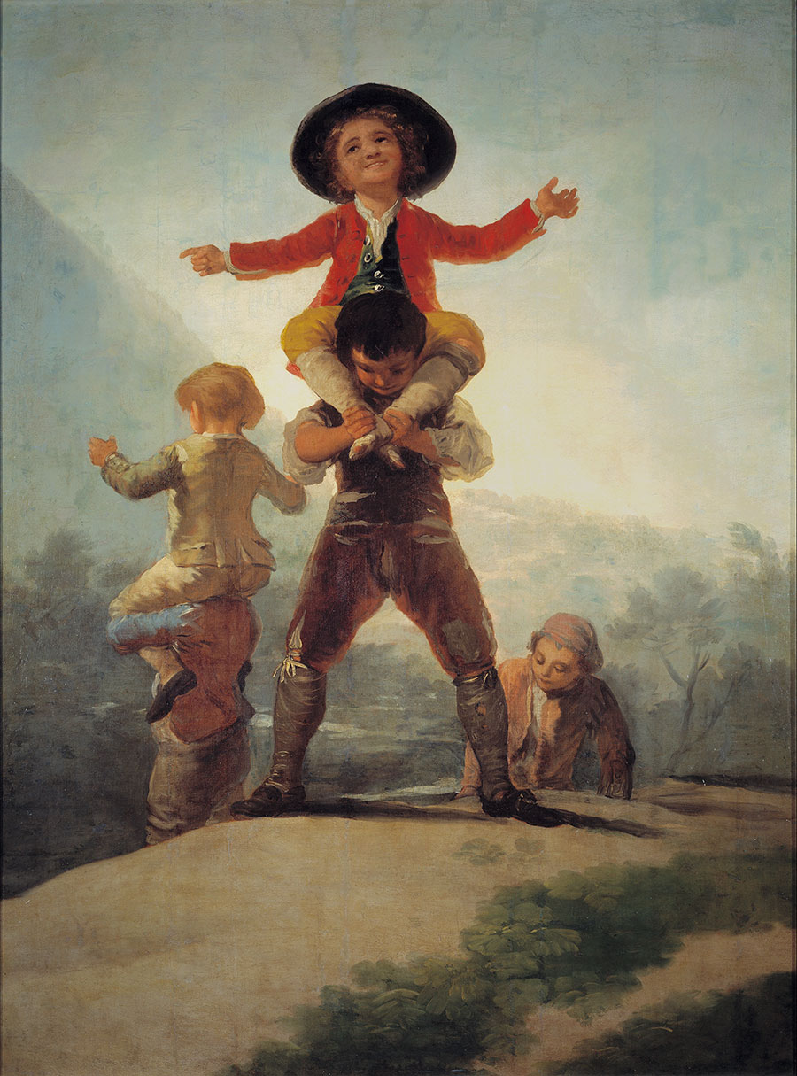 戈雅作品: 三个玩耍的男孩油画欣赏