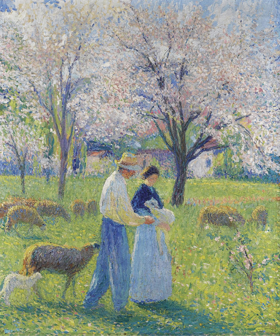 亨利马丁油画: 放羊群的夫妻