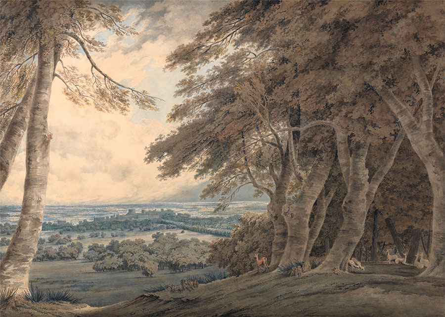 透纳风景画高清素材: 森林里的大树油画