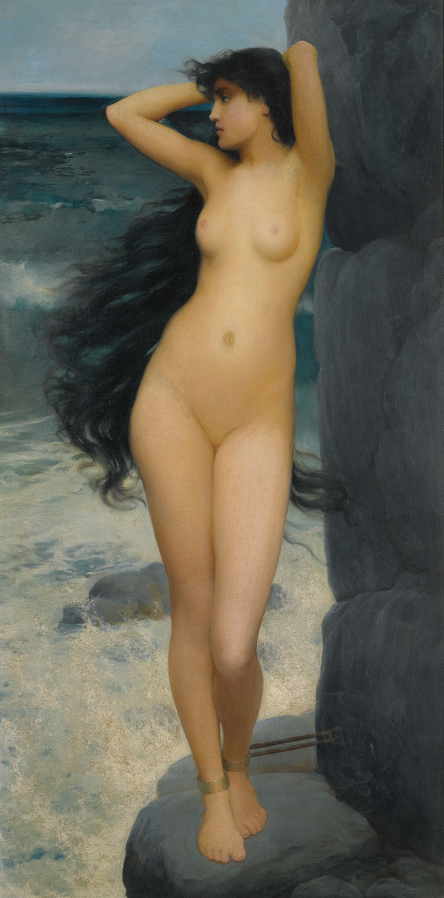 格维得作品: 沙滩上的裸女油画