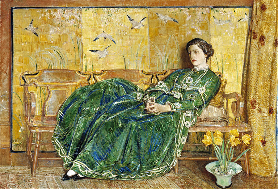 哈萨姆油画: 四月（绿色礼服） April（The Green Gown）