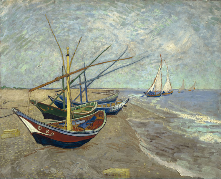 梵高作品：圣玛丽海滩上的渔船