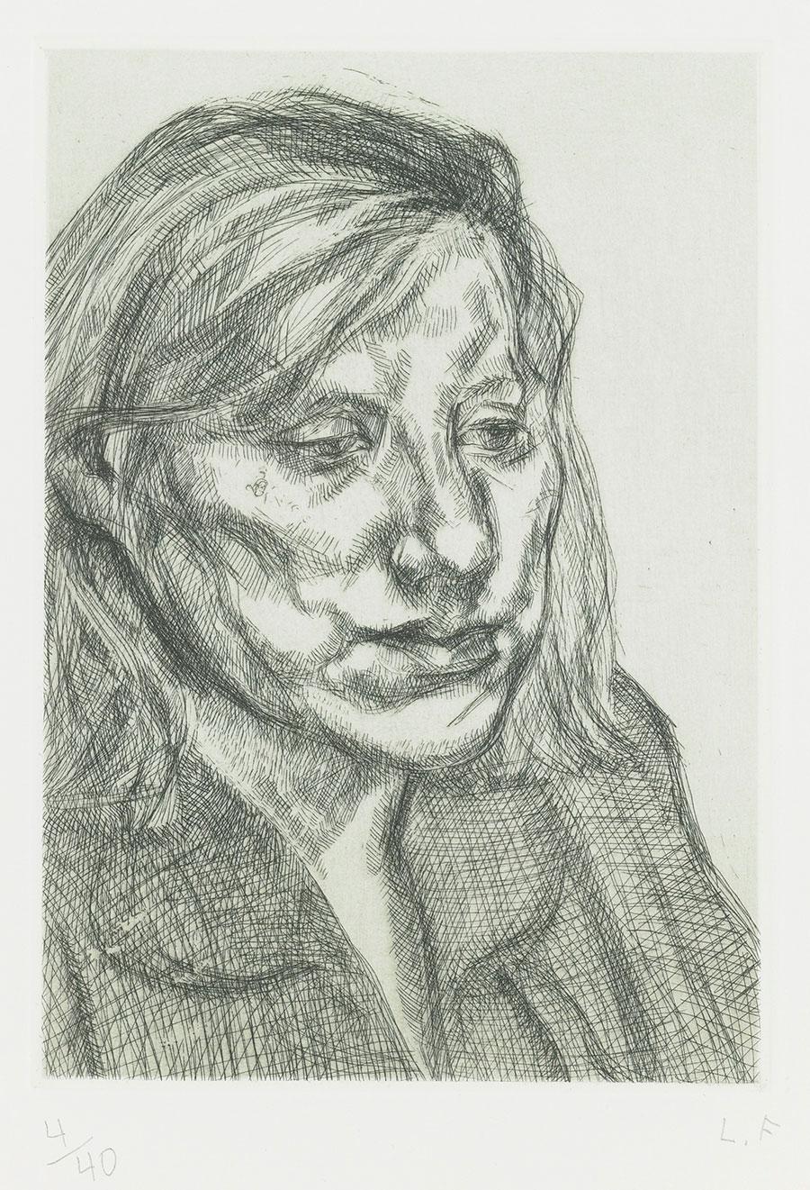 卢西安弗洛伊德素描作品: 女人头像