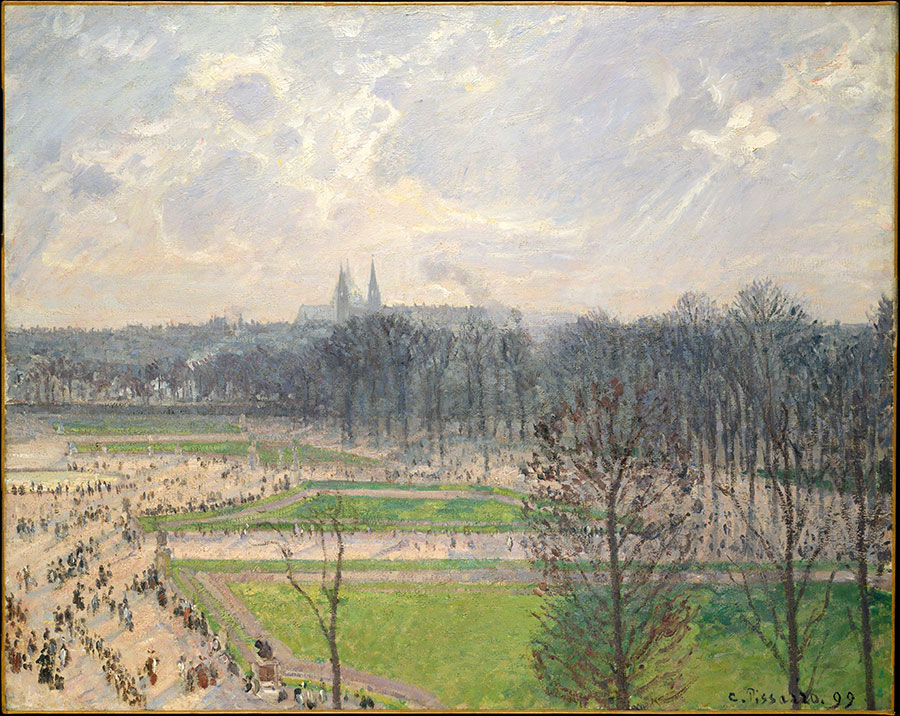 毕沙罗作品:冬天下午的杜来丽花园  The Garden of the Tuileries on a Winter morning