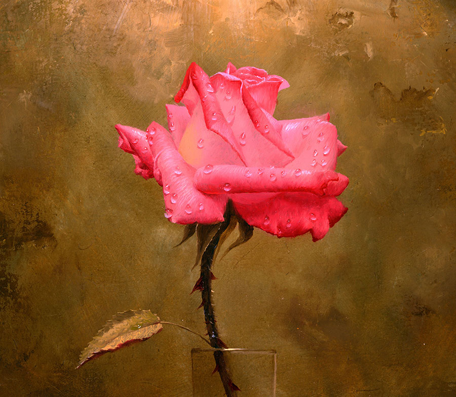 阿列克谢安东诺夫油画作品: 艳红骄傲的玫瑰油画大图
