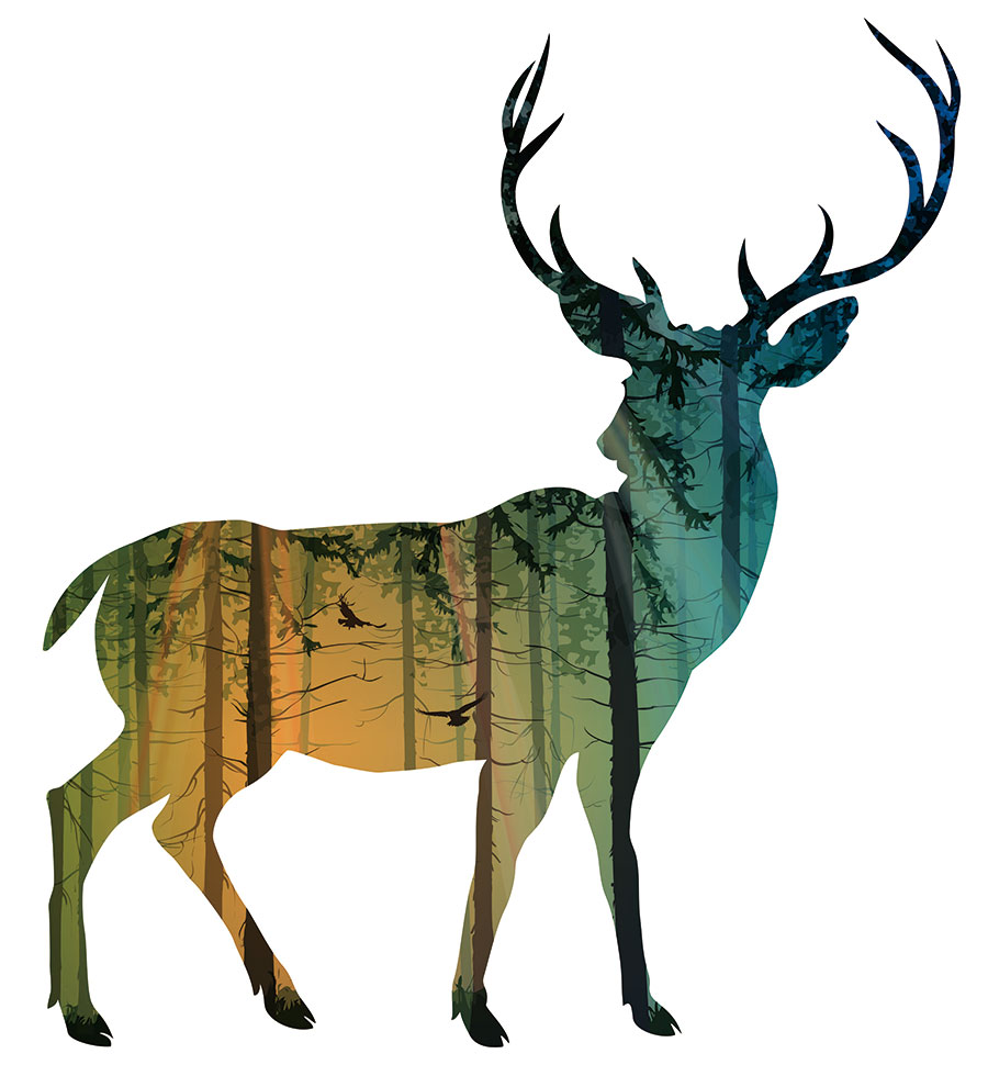 现代高清麋鹿装饰画,北欧风格麋鹿画大图下载,麋鹿一家