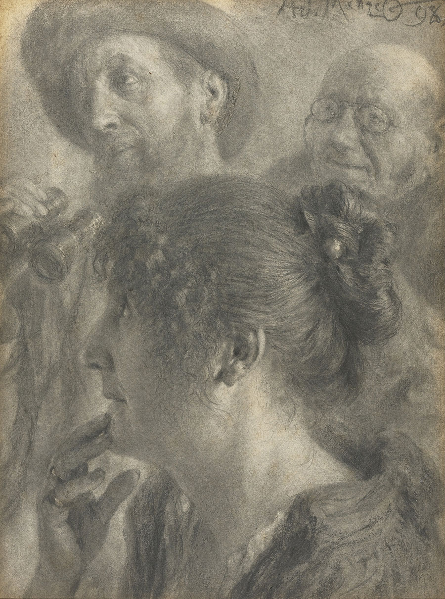 门采尔素描欣赏: 女人侧脸
