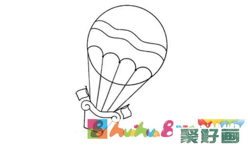 彩色热气球简笔画步骤图