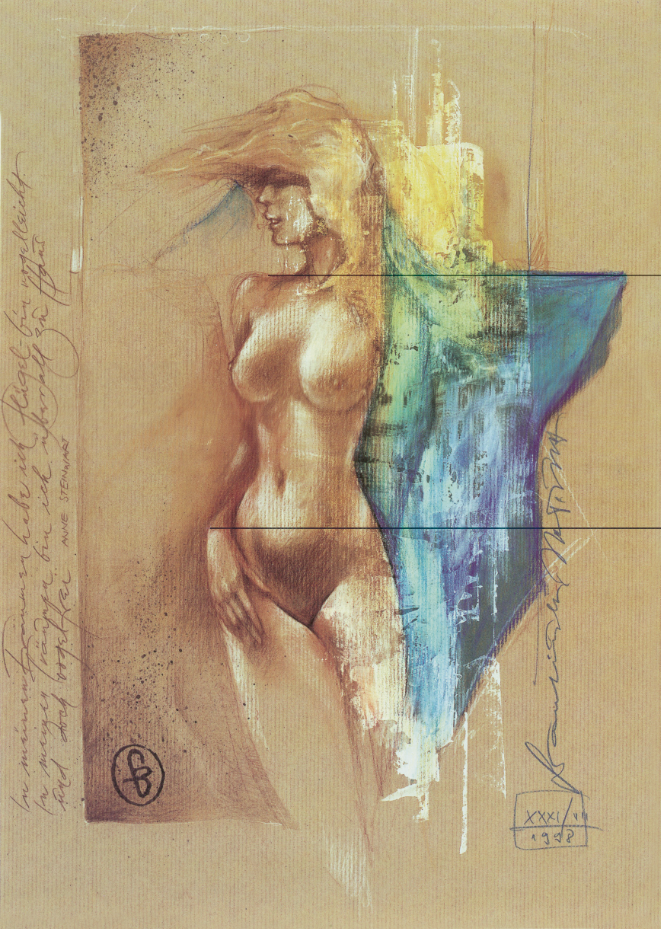 现代手绘女人体装饰画 女裸体画高清素材 A