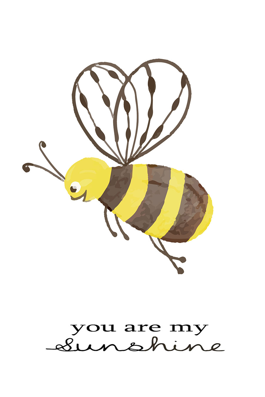 简单的水彩儿童画: 蜜蜂