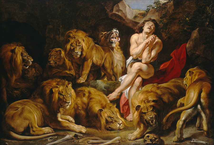 鲁本斯油画作品: 狮子坑中的但以理 狮子油画