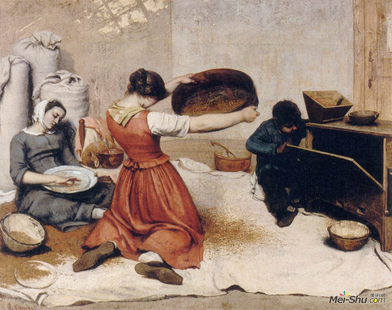 居斯塔夫·库尔贝Gustave Courbet作品 筛麦妇