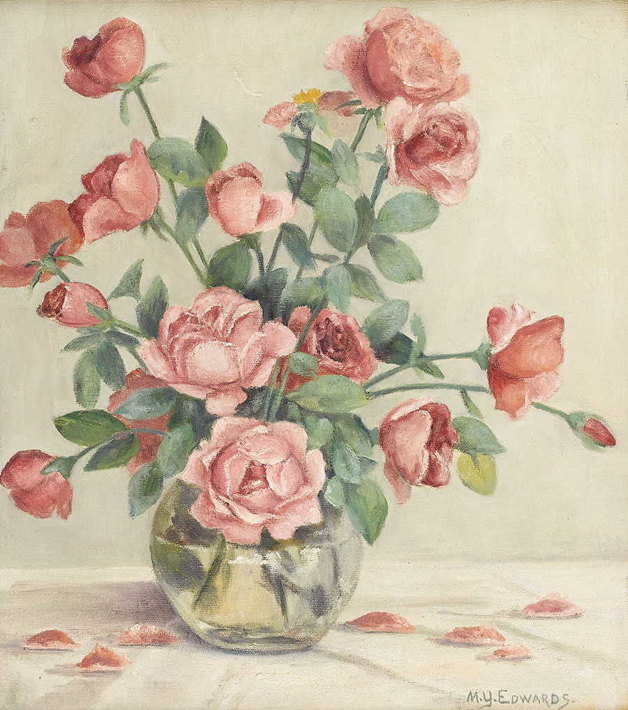 插满玫瑰花的玻璃瓶 高清静物装饰画素材欣赏