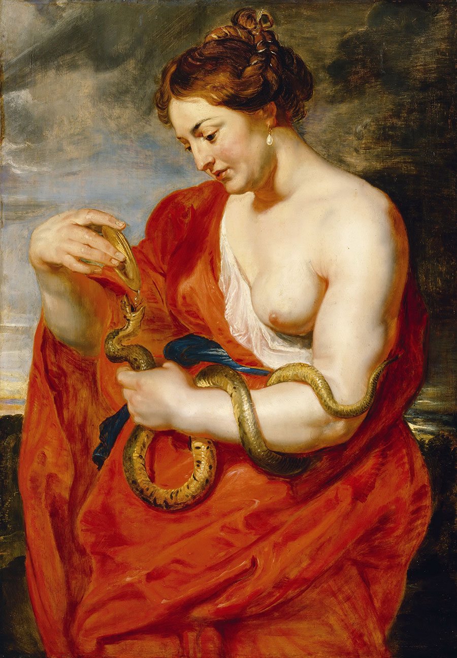 鲁本斯油画作品  :手持蛇与钵的健康女神许癸厄亚