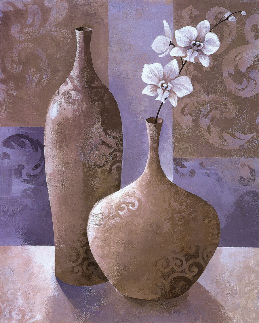 欧式陶罐装饰画素材: 陶罐花瓶里的蝴蝶兰 B