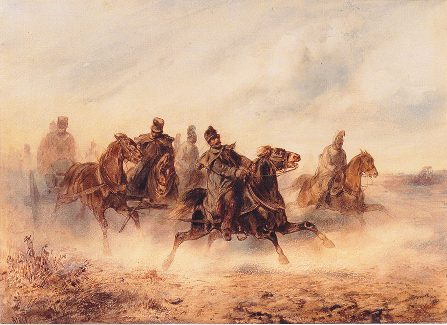 奥古斯特·冯·佩腾科芬  匈牙利战役中的骑手场景