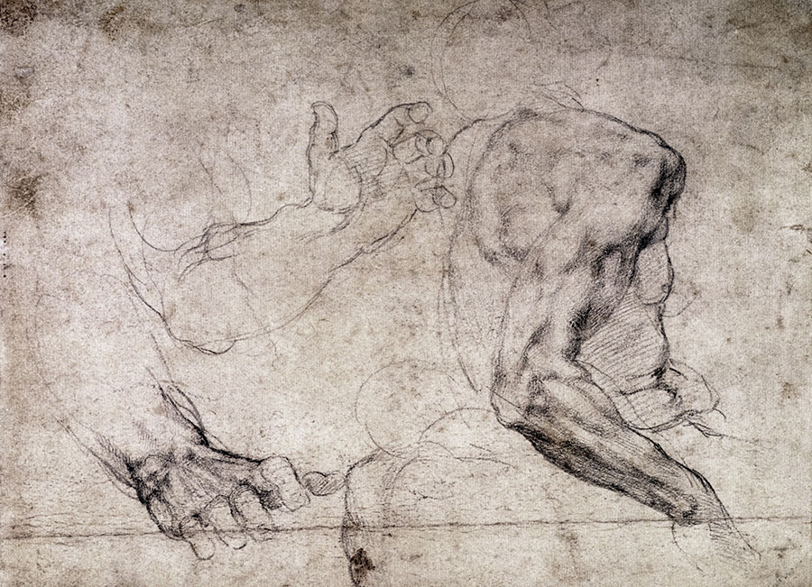 米开朗基罗素描作品:手臂和手的习作