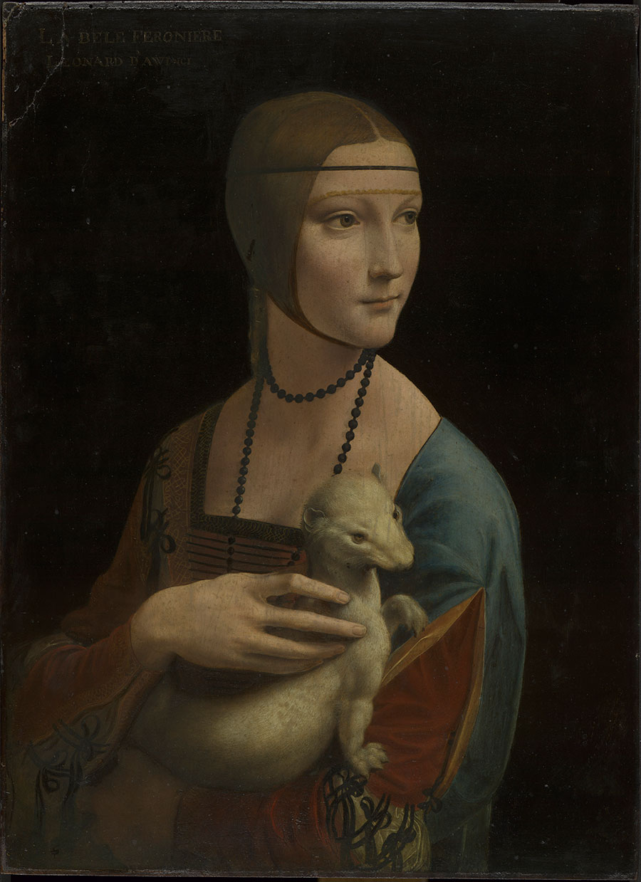 达芬奇代表作品: 抱银鼠的女子 高清大图欣赏和下载